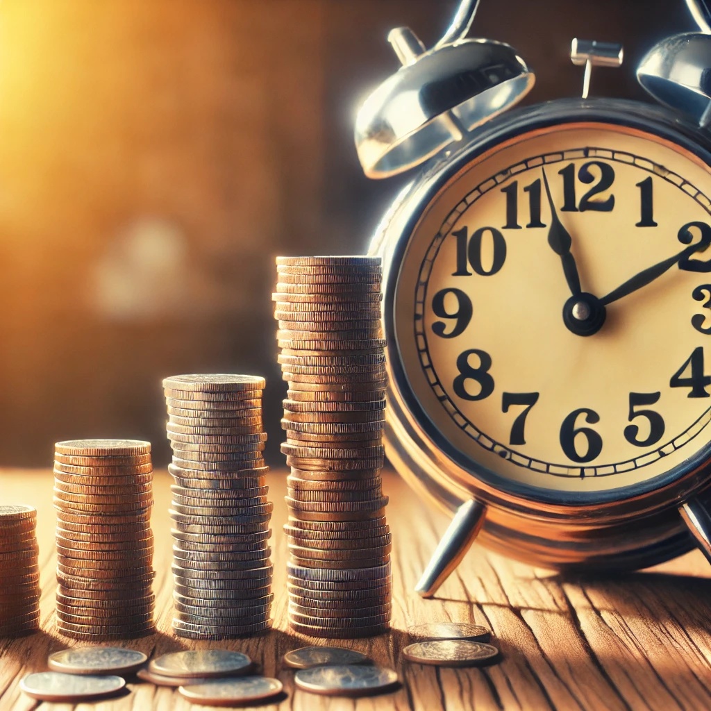 Conceito de crescimento financeiro ao longo do tempo
